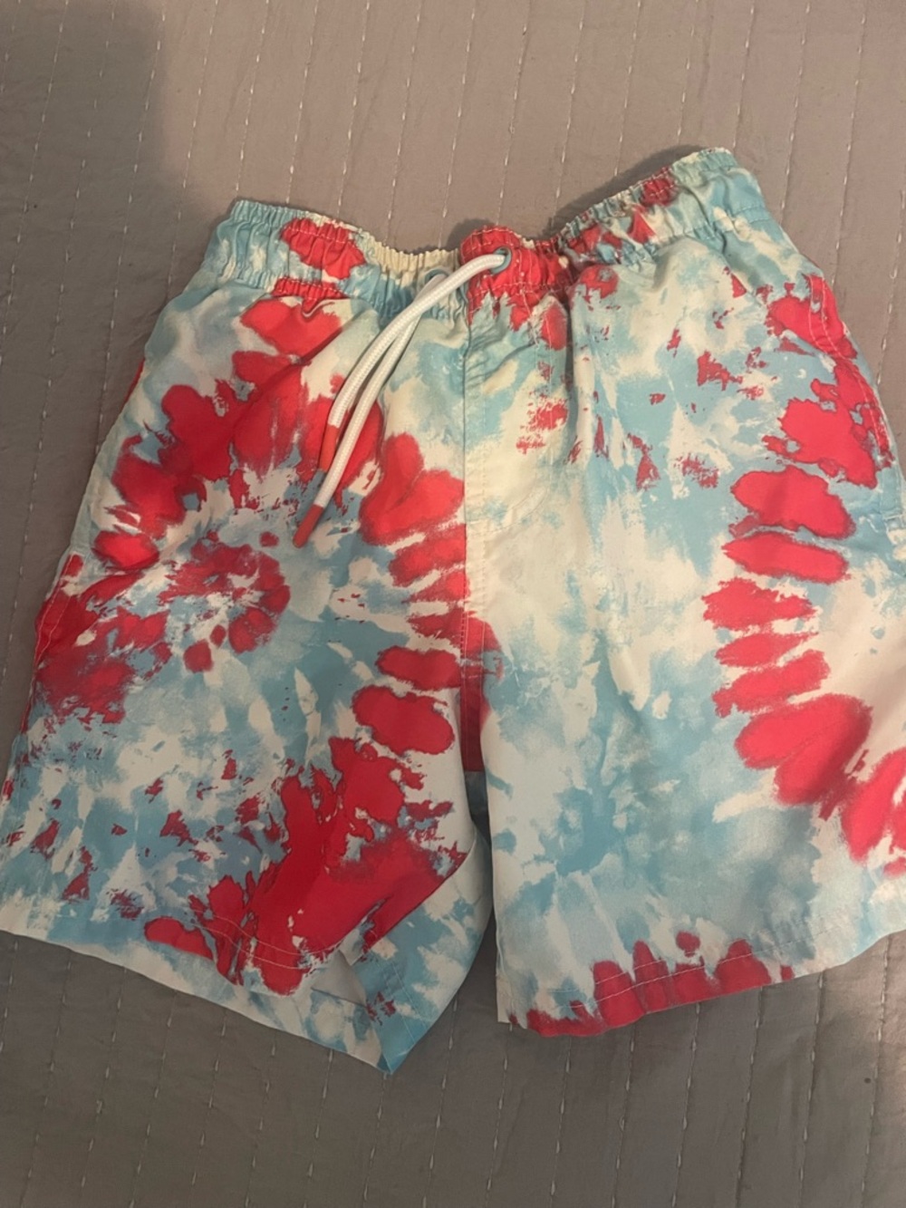 Cat & Jack Red and Light Blue Tie-Dye Swim Shorts